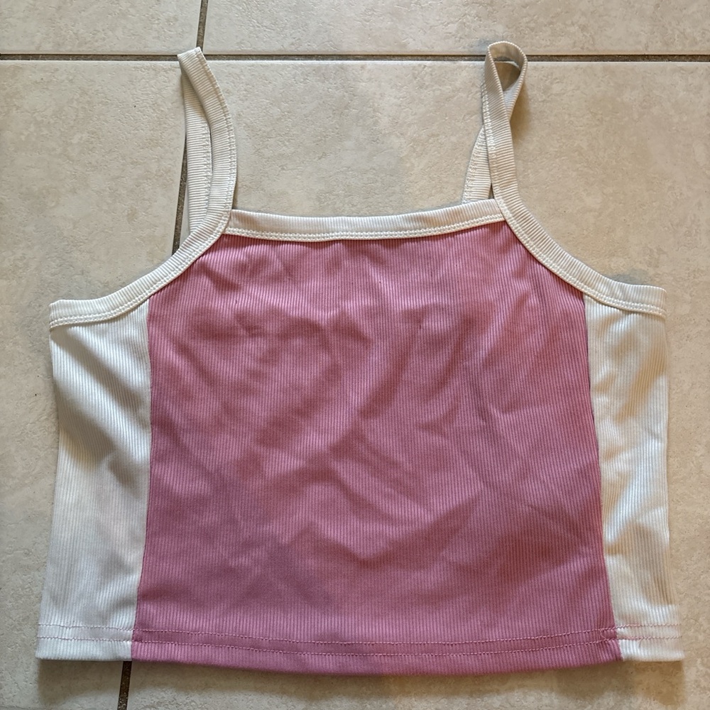 SHEIN Pink and White Top